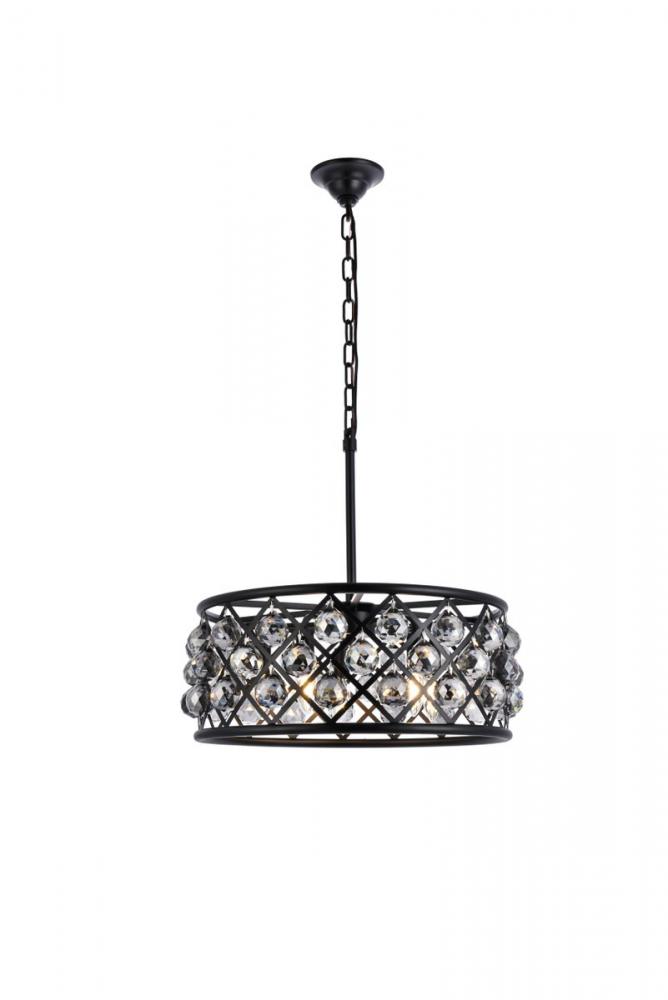 Madison 5 Light Matte Black Chandelier Silver Shade (Grey) Royal Cut Crystal