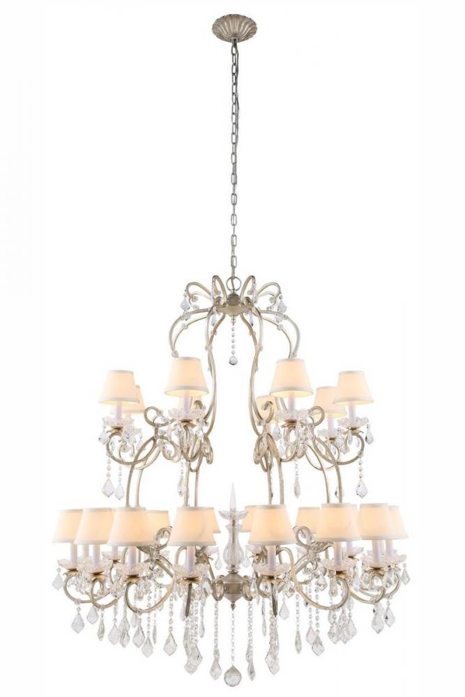 Diana 24 Light Vintage Silver Leaf Chandelier Clear Royal Cut Crystal