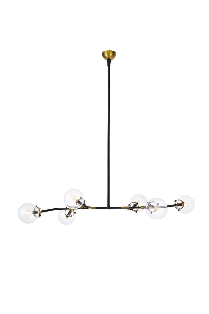 Leda 6 light Burnished Brass&Flat Black Chandelier