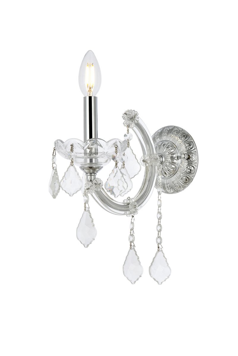 Maria Theresa 1 light Chrome Wall Sconce Clear Elegant Cut Crystal