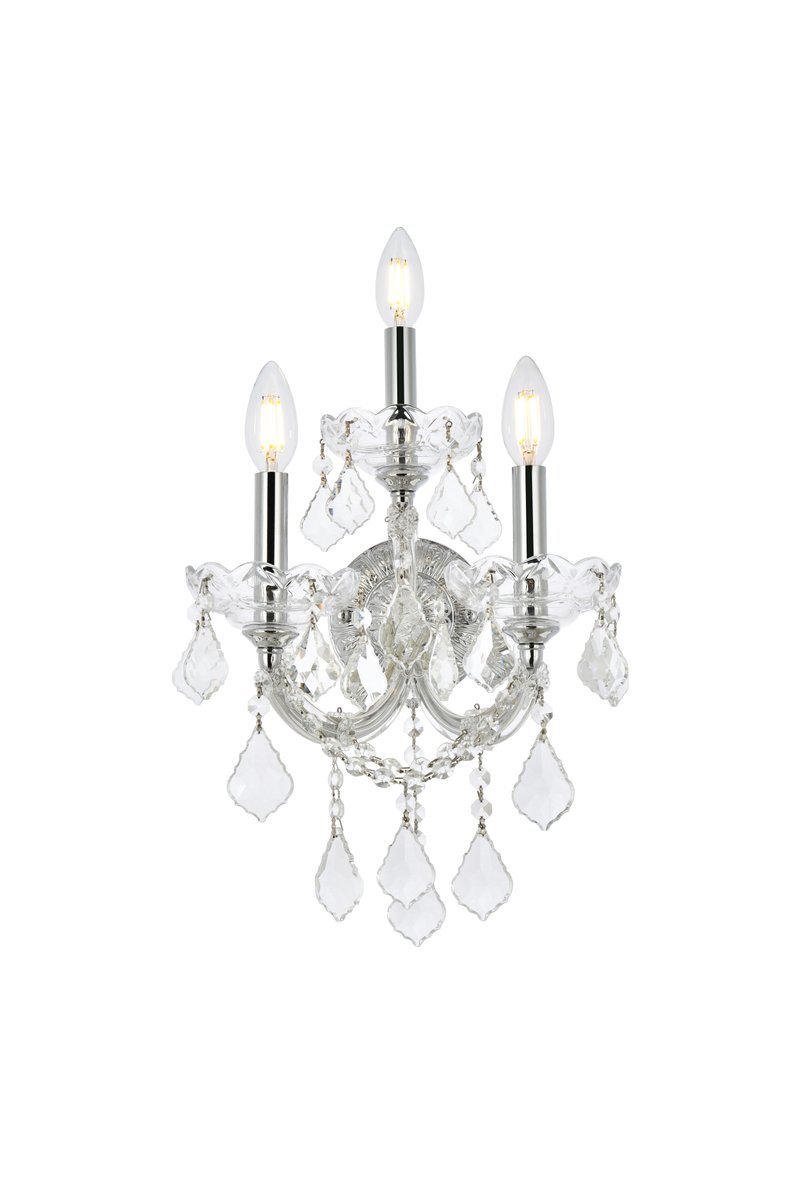 Maria Theresa 3 light Chrome Wall Sconce Clear Elegant Cut Crystal