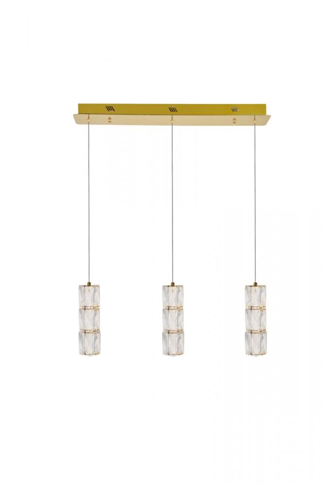 Polaris LED Light Gold Pendant Clear Royal Cut Crystal