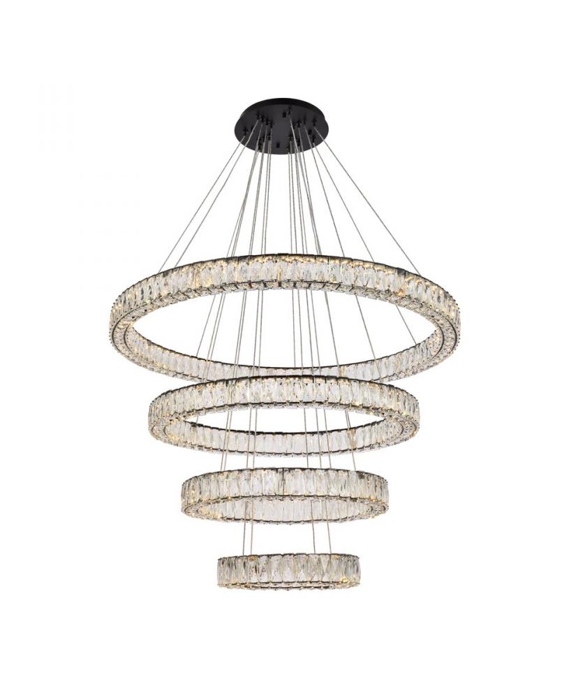 Monroe 41 Inch LED Four Ring Chandelier in Black