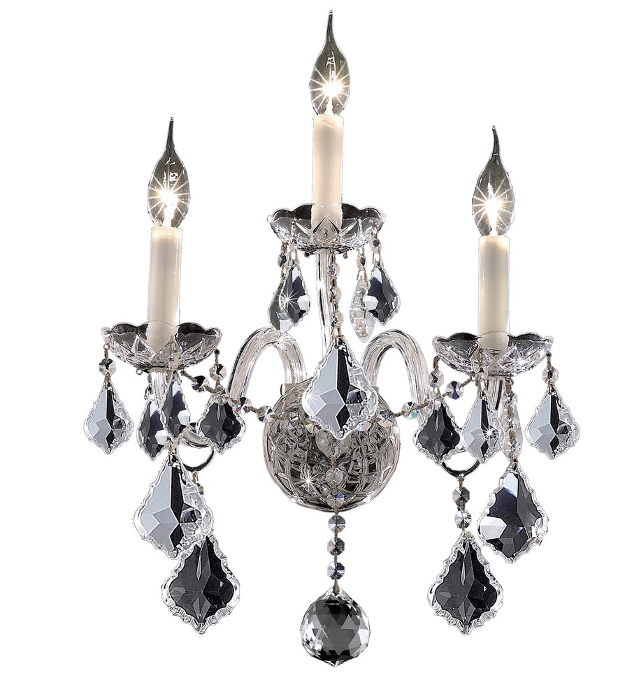 Alexandria 3 light Chrome Wall Sconce Clear Royal Cut Crystal