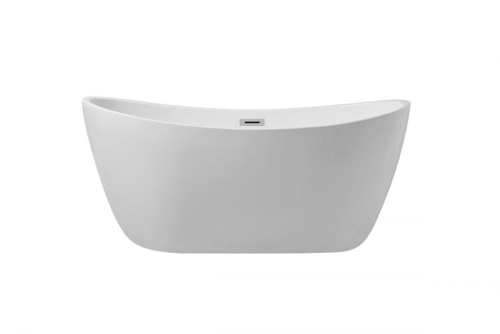 54 Inch Soaking Double Slipper Bathtub in Glossy White