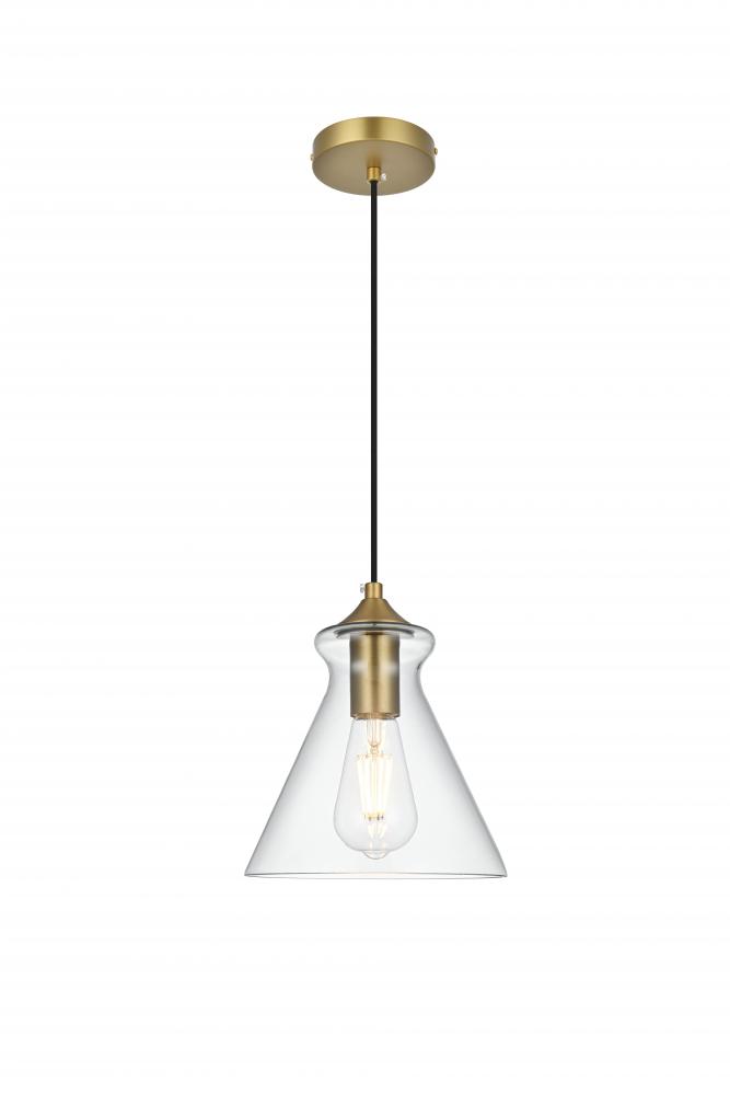 Destry 8 inch Pendant Clear Shade in Satin Gold