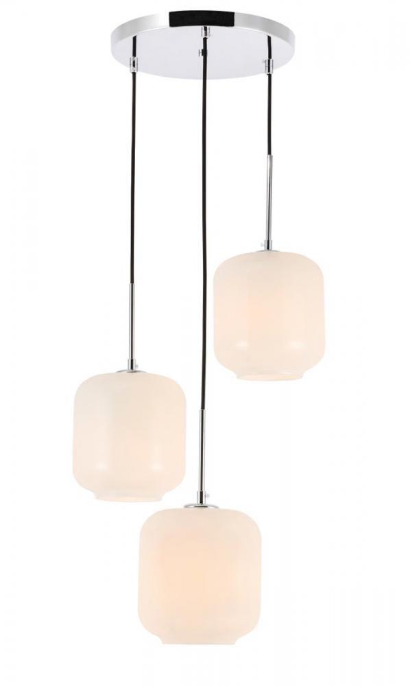 Collier 3 Light Chrome and Frosted White Glass Pendant