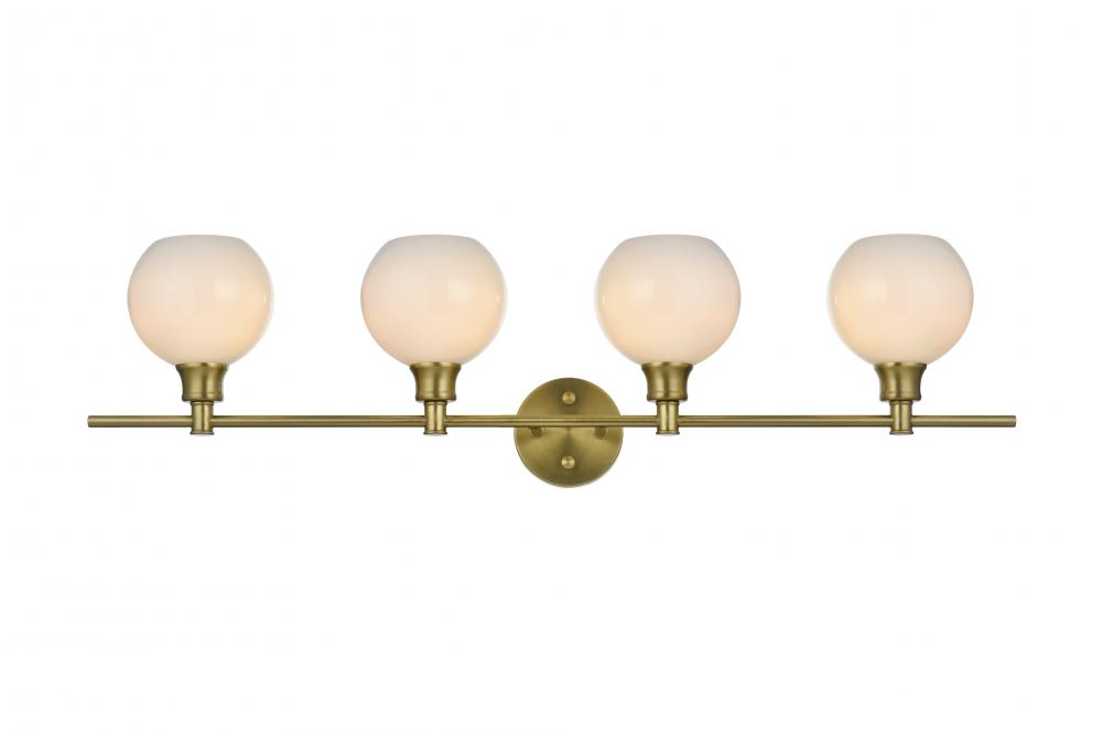 Collier 4 Light Satin Gold and Frosted White Glass Wall Sconce