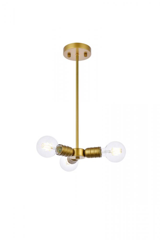 Reyes 3 lights brass pendant