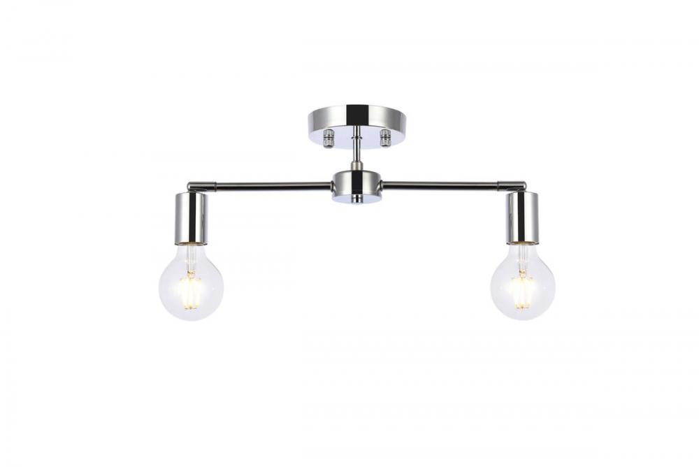 Zane 2 Lights Chrome Flush Mount