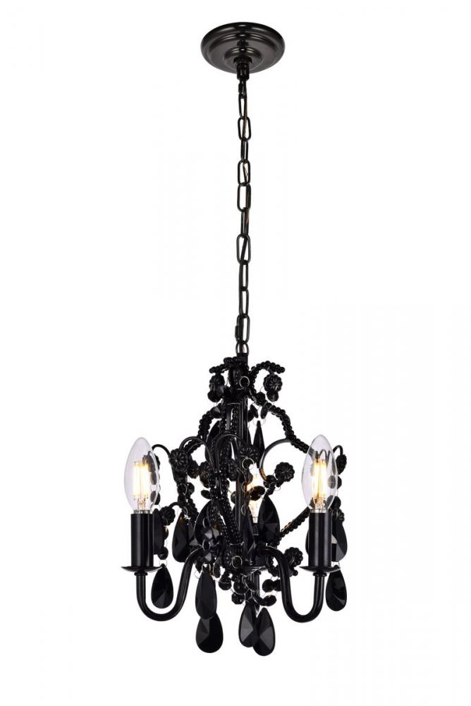 Karter Collection Pendant D9.5 H12.2 Lt:3 Polished Black Finish