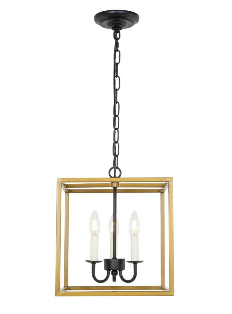 Eclipse 3 Light Brass and Black Pendant