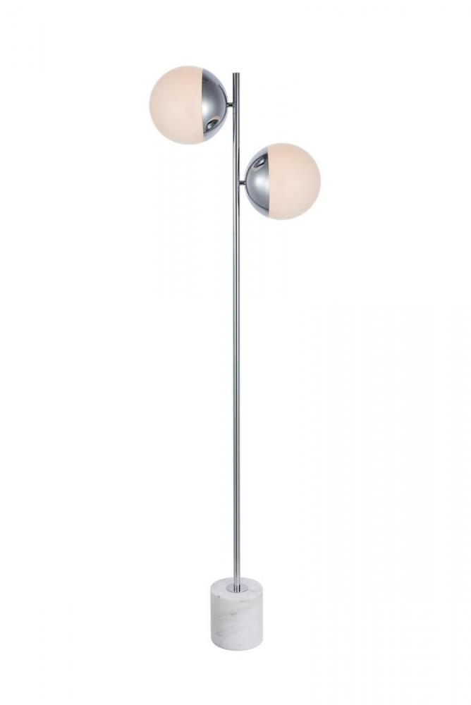 Eclipse 2 Lights Chrome Floor Lamp with Frosted White Glass