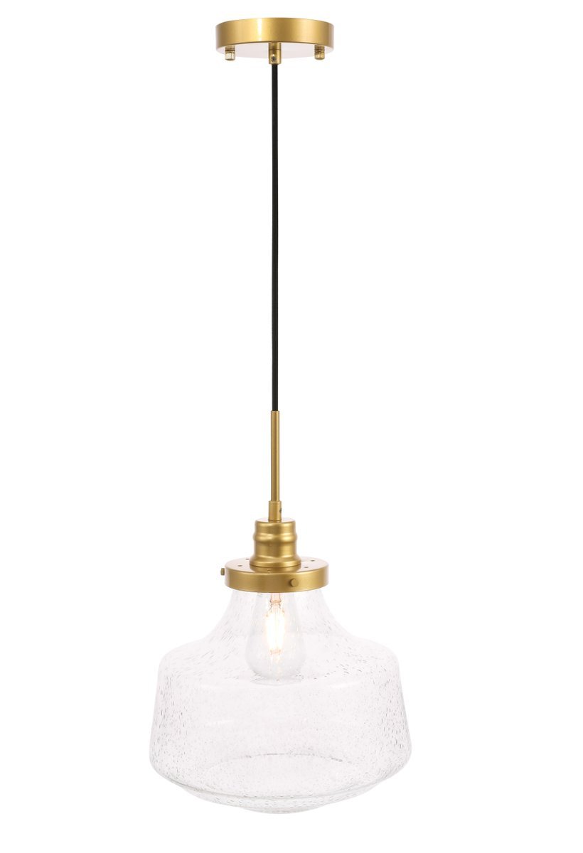 Lyle 1 light Brass and Clear seeded glass pendant