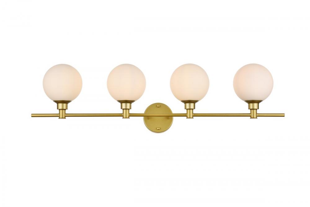 Cordelia 4 light Brass and frosted white Bath Sconce