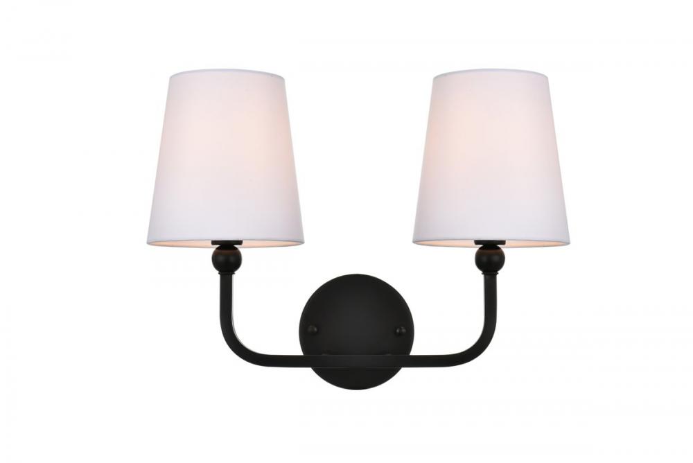 Colson 2 light Black and Clear Bath Sconce