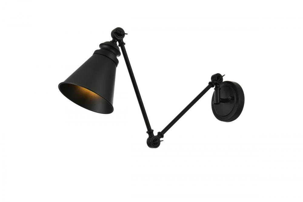 Ledger 1 light Black swing arm wall sconce