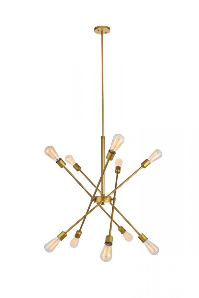 Axel 10 Lights Brass Pendant