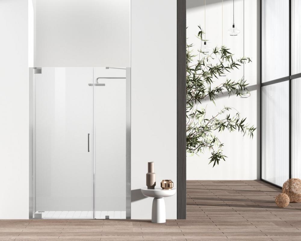 Semi-frameless Hinged Shower Door 48x72 Brushed Nickel