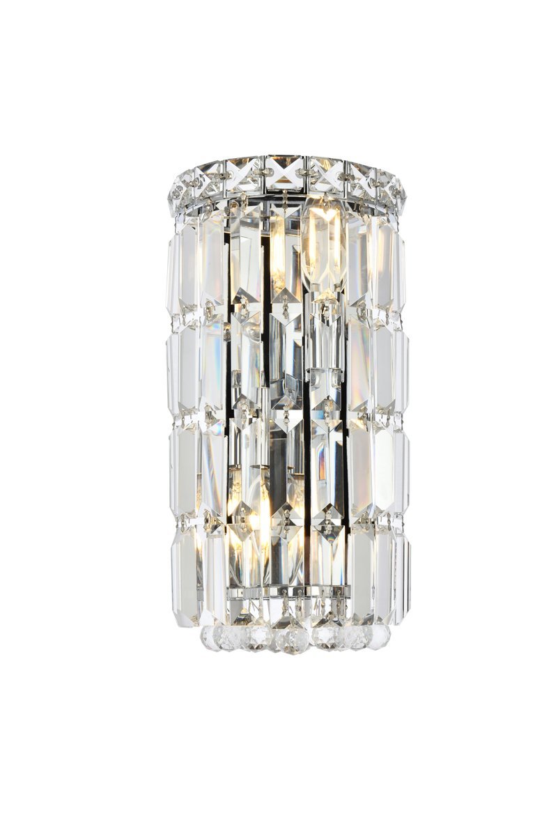 Maxime 2 light Chrome Wall Sconce Clear Elegant Cut Crystal