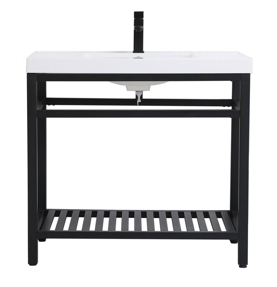 36 Inch Single Bathroom Metal Vanity in Black