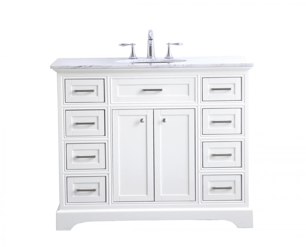 42 In. Single Bathroom Vanity Set in White