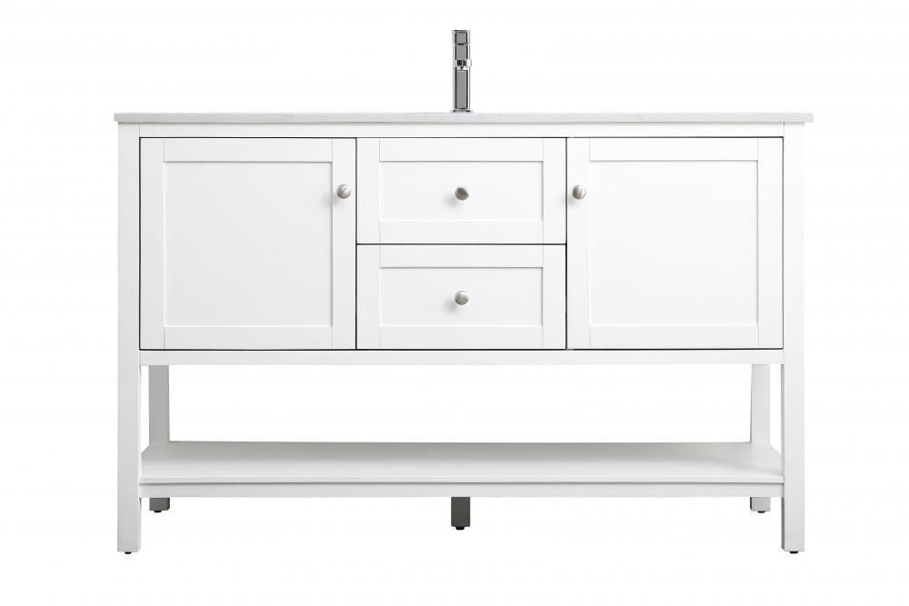 54 Inch Single Bathroom Vanity in White