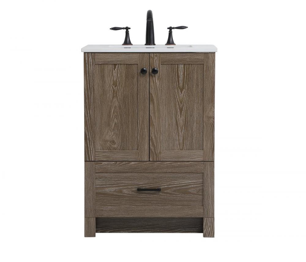 24 Inch Single Bathroom Vanity in Weathered Oak