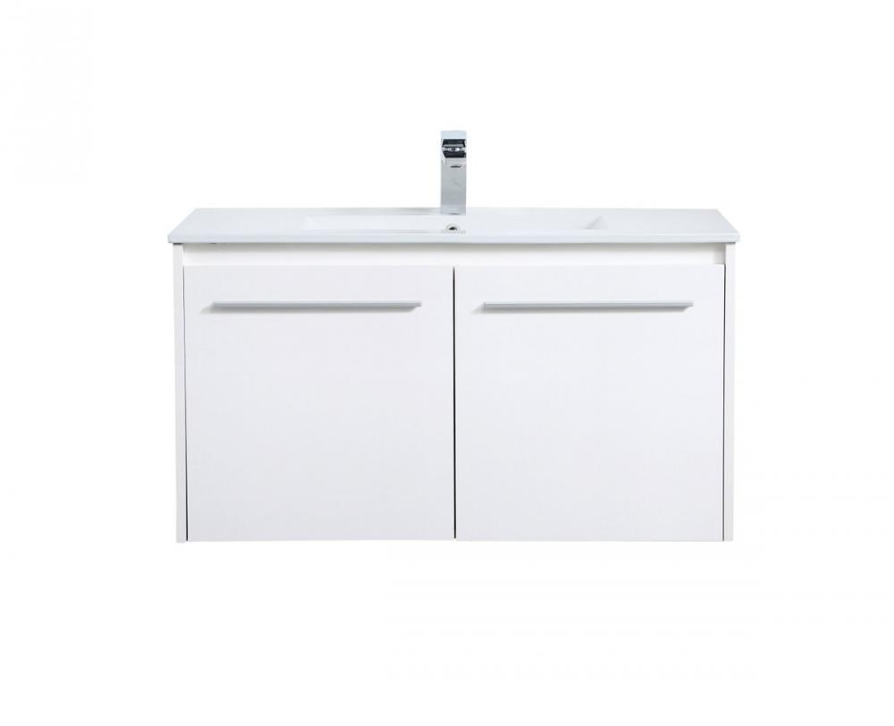 36 Inch Single Bathroom Floating Vanity in White