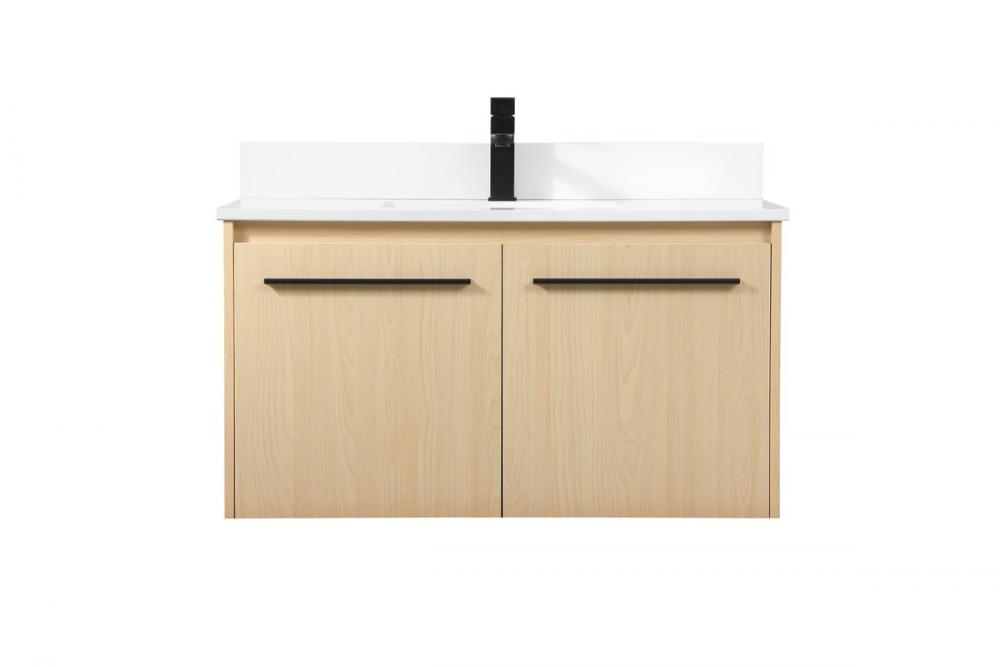 36 Inch Single Bathroom Vanity in Maple with Backsplash