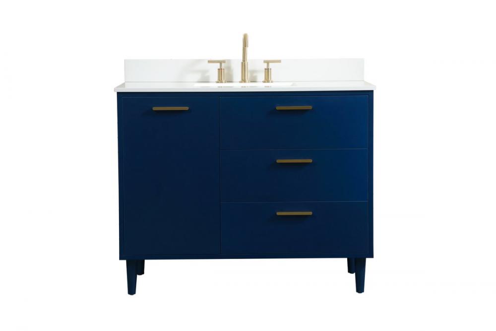 42 Inch Bathroom Vanity in Blue with Backsplash