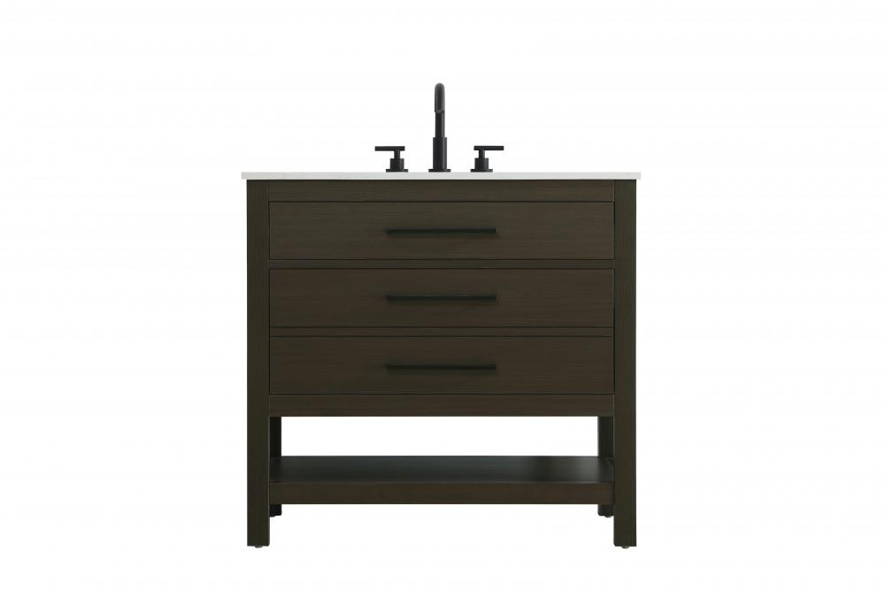 36 inch Single Bathroom Vanity in Mocha Brown