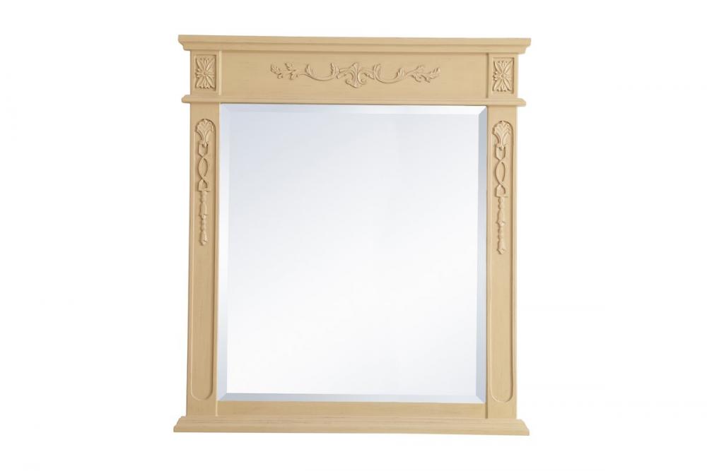 Wood Frame Mirror 32 Inchx36 Inch in Light Antique Beige