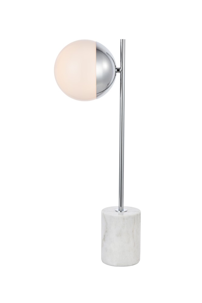 Eclipse 1 Light Chrome Table Lamp With Frosted White Glass