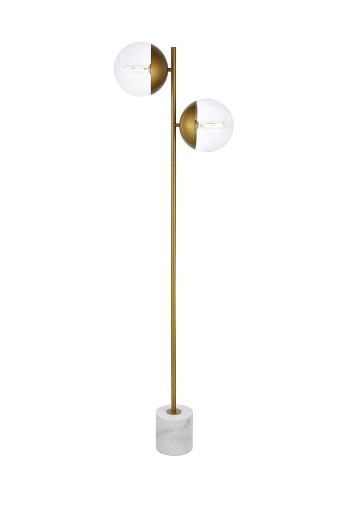 Eclipse 2 Lights Brass Floor Lamp With Clear Glass