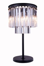 Elegant 1201TL14MB/RC - Sydney 3 light Matte Black Table Lamp Clear Royal Cut Crystal