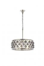 Elegant 1214D20PN-SS/RC - Madison 5 Light Polished Nickel Chandelier Silver Shade (Grey) Royal Cut Crystal