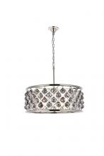 Elegant 1214D25PN-SS/RC - Madison 6 light polished Nickel Chandelier Silver Shade (Grey) Royal Cut Crystal