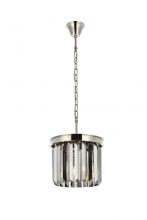 Elegant 1238D12PN-SS/RC - Sydney 3 Light Polished Nickel Pendant Silver Shade (Grey) Royal Cut Crystal