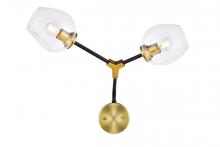 Elegant 1712W26LAB - Cavoli 2 Light in Light Antique Brass and Flat Black Wall Sconce