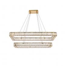 Elegant 3504G42L2G - Monroe 42 Inch LED Double Rectangle Pendant in Gold