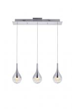 Elegant 3803D24C - Amherst Collection LED 3 - Light Chandelier 24in X 4in X 9in Chrome Finish