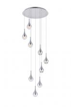 Elegant 3809D24C - Amherst Collection LED 9 - Light Chandelier 24in X 9in Chrome Finish