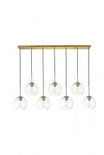 Elegant LD2230BR - Baxter 7 Lights Brass Pendant With Clear Glass