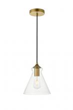 Elegant LD2244BR - Destry 1 Light Brass Pendant with Clear Glass