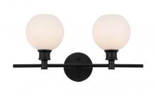 Elegant LD2315BK - Collier 2 light Black and Frosted white glass Wall sconce