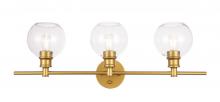 Elegant LD2318BR - Collier 3 light Brass and Clear glass Wall sconce