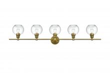 Elegant LD2326SG - Collier 5 Light Satin Gold and Clear Glass Wall Sconce