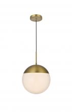 Elegant LD6038SG - Eclipse 12 inch Pendant Frosted White Shade in Satin Gold