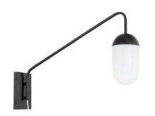 Elegant LD6175BK - Kace 1 light Black and frosted white glass wall sconce